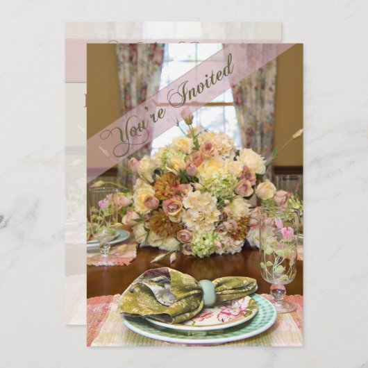 Ladys Luncheon Einladung (Blumentisch-Einstellung) (Vorne/Hinten)