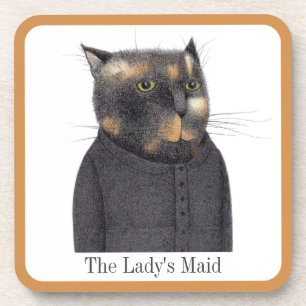 LADY'S MAID CAT Hard Plastic Untersetzer + Text