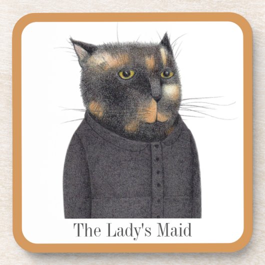 LADY'S MAID CAT Hard Plastic Untersetzer + Text (Vorderseite)