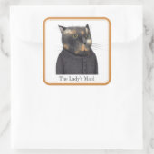 LADY'S MAID CAT Large Square Stickers + Text (Tasche)