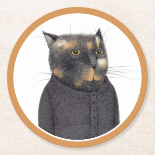 LADY'S MAID CAT Round Paper Untersetzer