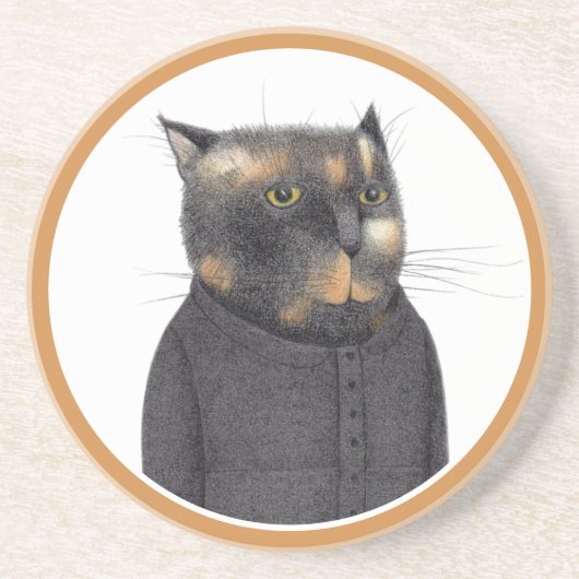 LADYS MAID CAT Round Sandstone Untersetzer (Vorne)