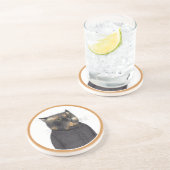 LADYS MAID CAT Round Sandstone Untersetzer (Seite)