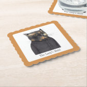 LADY'S MAID CAT Scallop Square Untersetzer + Text (angewinkelt)