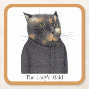 LADY'S MAID CAT Square Paper Untersetzer + Text