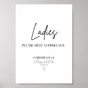 Ladys Modern Wedding Bad Basket Zeichen Poster