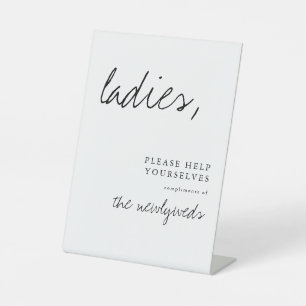 Ladys Modern Wedding Bad Basket Zeichen Sockelschild