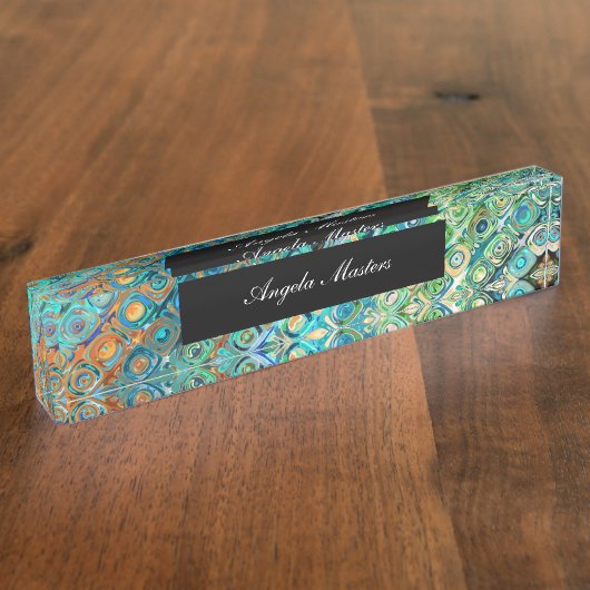 Ladys Monogram Modern Abstrakt Namensplakette (Seite)