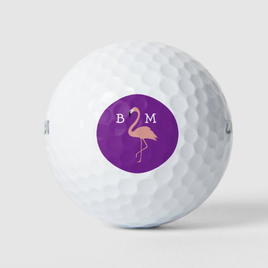 Ladys Monogram Pink Flamingo Thema Golfball (Vorderseite)