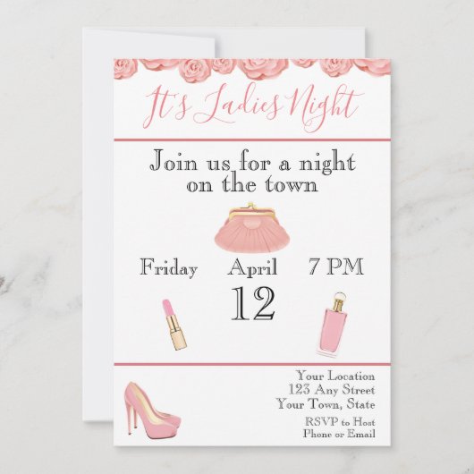 Ladys Night Bachelorette Einladung (Vorderseite)