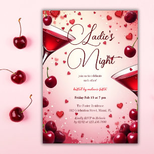 Ladys Night Cherry & Cocktail Galentine Einladung
