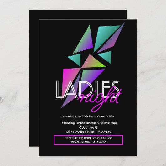 Ladys Night Club Bar Fraktal Flyer Einladung (Vorne/Hinten)
