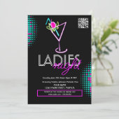 Ladys Night Club Cocktail Neon Flyer Einladung (Stehend Vorderseite)