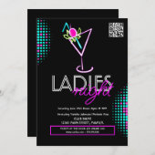 Ladys Night Club Cocktail Neon Flyer Einladung (Vorne/Hinten)
