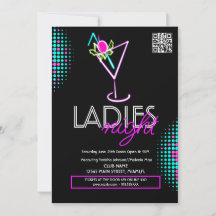 Ladys Night Club Cocktail Neon Flyer