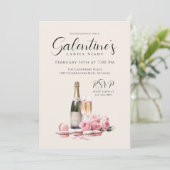 Ladys Night Galentine Champagner und Rose Einladung (Stehend Vorderseite)