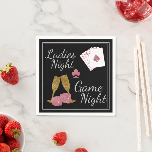 Ladys Night Game Night Gold und Pink Glitzer Serviette (Beispiel)
