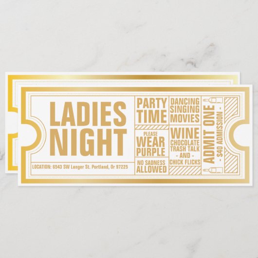 Ladys Night Invitation - Vollständig anpassbarer T Einladung (Vorne/Hinten)