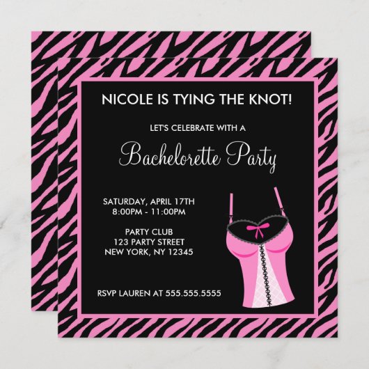 Ladys Night Junggeselinnen-Abschied Einladung (Vorne/Hinten)