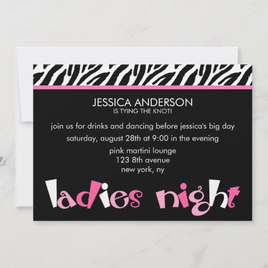 Ladys Night Junggeselinnen-Abschied Einladungen (Vorderseite)