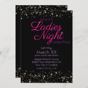 Ladys Night Neo Pink Sign Cocktail Party Einladung