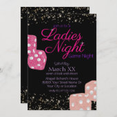 Ladys Night Neon Pink Sign Game Night Diät Einladung (Vorne/Hinten)
