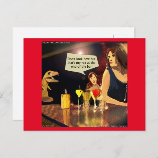 Ladys Night Out Funny T-Rex Szene Postkarte (Vorne/Hinten)