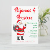 Ladys Night Pajamas & Prosecco Party Santa Einladung (Stehend Vorderseite)