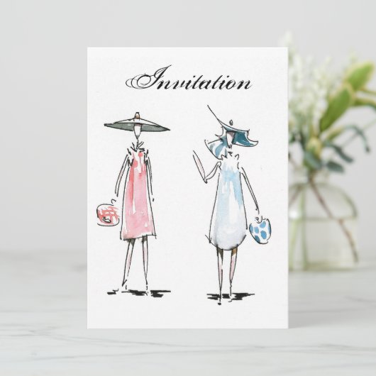 Ladys off to Lunch Einladung (Stehend Vorderseite)