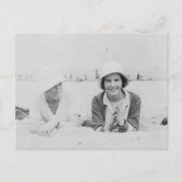 Ladys on Beach Old Black & White Image Postcard Postkarte