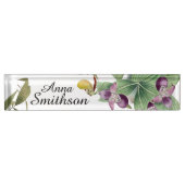 Ladys Pantoffel-Orchideen-Blume verlässt Namensplakette (Vorderseite)