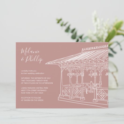 Ladys Pavilion Central Park New York Wedding Einladung (Stehend Vorderseite)