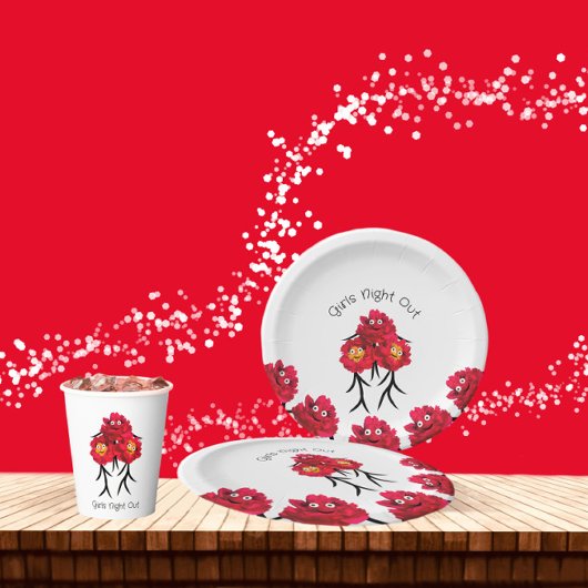 Ladys peonies pappteller