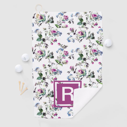 Ladys Personalisiert Floral Monogram Golf Handtuch (Insitu)