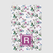 Ladys Personalisiert Floral Monogram Golf Handtuch (Vorderseite)