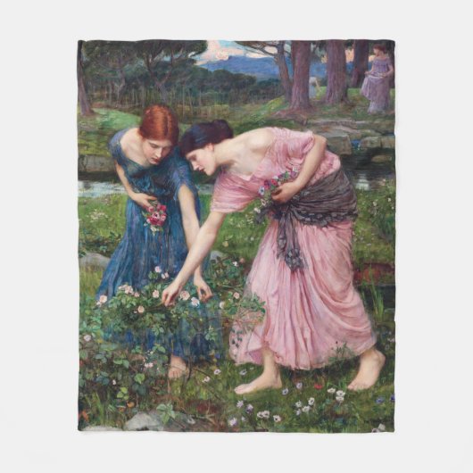 Ladys Picking Rose, John William Waterhouse Fleecedecke (Vorderseite)