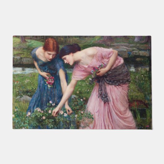 Ladys Picking Rose, John William Waterhouse Fußmatte (Vorderseite)