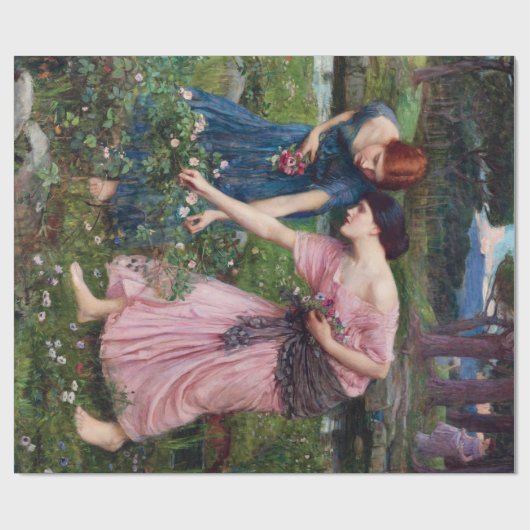 Ladys Picking Rose, John William Waterhouse Geschenkpapier (Flach)