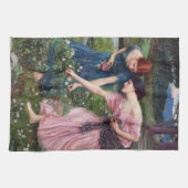 Ladys Picking Rose, John William Waterhouse Geschirrtuch (Horizontal)