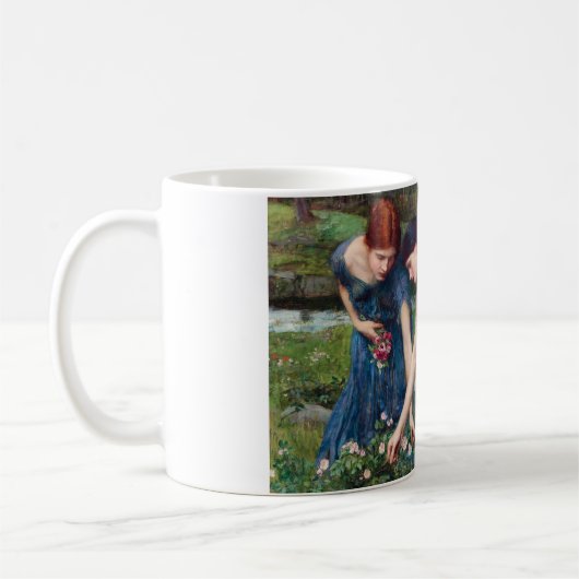Ladys Picking Rose, John William Waterhouse Kaffeetasse (Links)