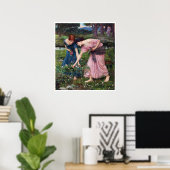 Ladys Picking Rose, John William Waterhouse Poster (Heimbüro)
