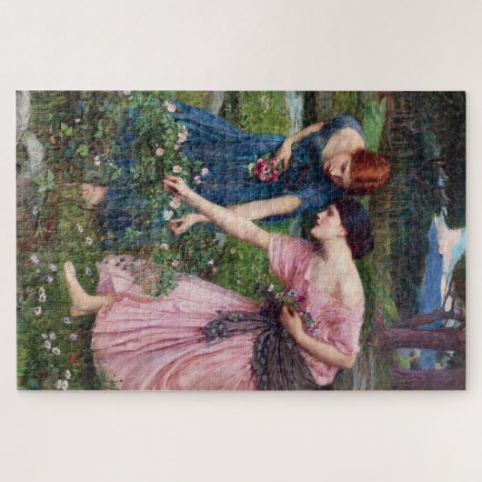 Ladys Picking Rose, John William Waterhouse Puzzle (Horizontal)