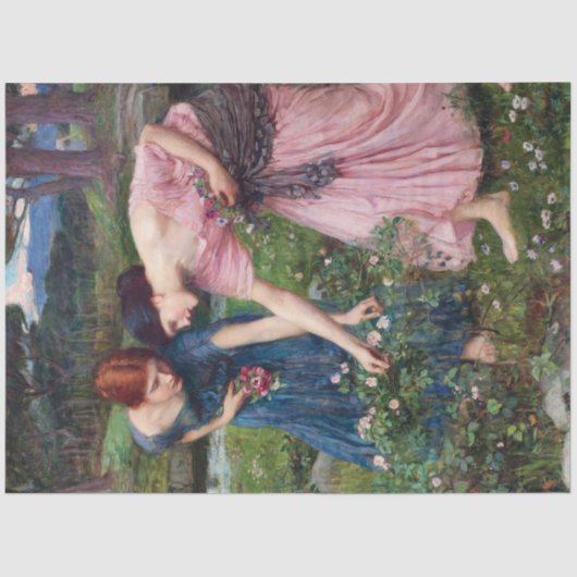Ladys Picking Rose, John William Waterhouse Seidenpapier (Vorderseite)