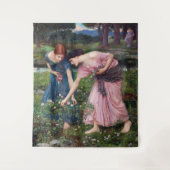 Ladys Picking Rose, John William Waterhouse Wandteppich (Vorderseite)