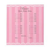 Ladys Pink Bunco Sheet Notizblock (Vorderseite)
