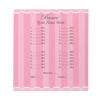 Ladys Pink Bunco Sheet Notizblock