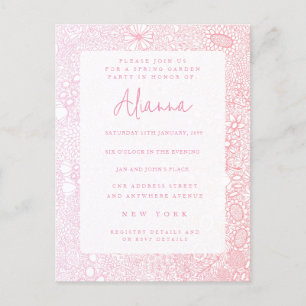 Ladys Pink Garden Scene Artist Illustriert Postkarte