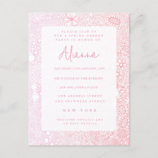 Ladys Pink Garden Scene Artist Illustriert Postkarte