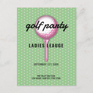 Ladys Pink Golf Party Design Einladungspostkarte