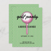 Ladys Pink Golf Party Design Einladungspostkarte (Vorne/Hinten)